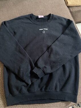 LONELY GHOST Black Crewneck Sweatshirt with Small White Logo